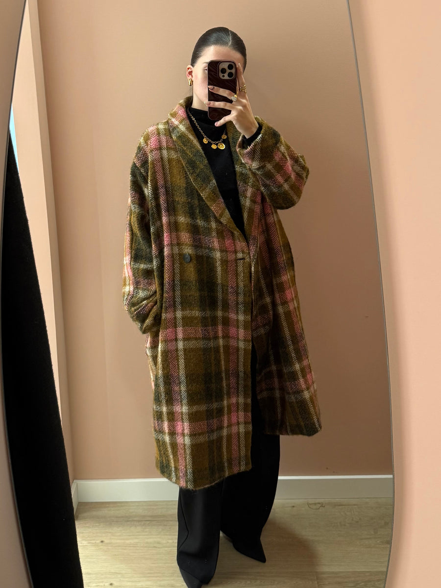 Manteau à carreaux long