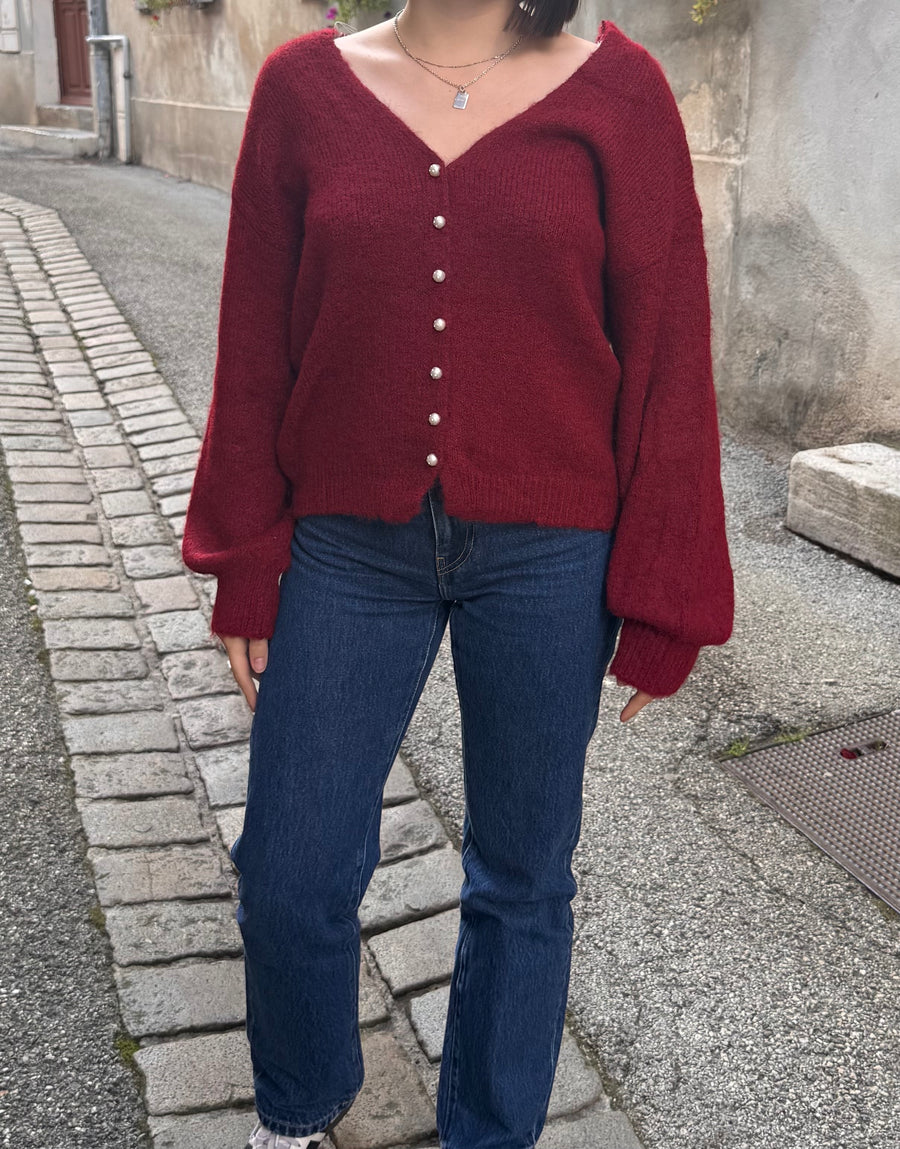 Pull cardigan avec perles